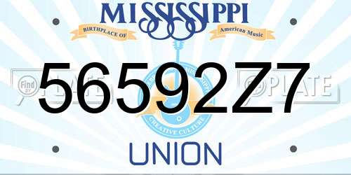 56592Z7 Mississippi License Plate