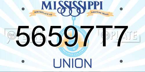 56597T7 Mississippi License Plate