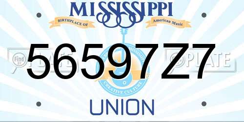 56597Z7 Mississippi License Plate