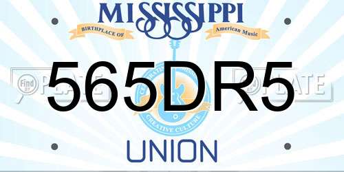 565DR5 Mississippi License Plate