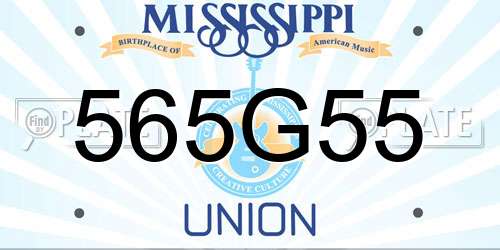 565G55 Mississippi License Plate