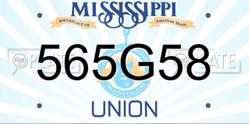 565G58 Mississippi License Plate