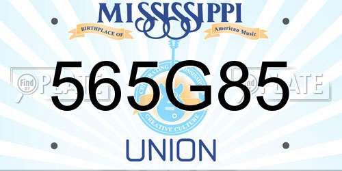 565G85 Mississippi License Plate