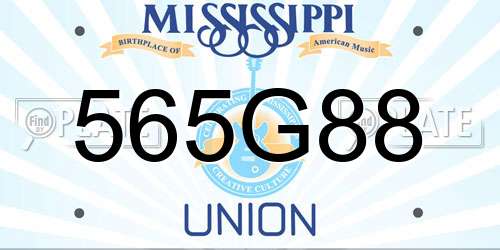 565G88 Mississippi License Plate