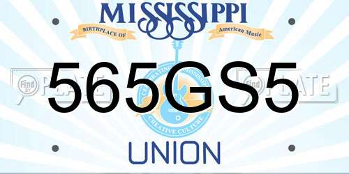 565GS5 Mississippi License Plate