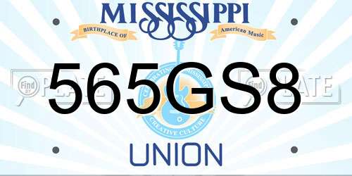565GS8 Mississippi License Plate