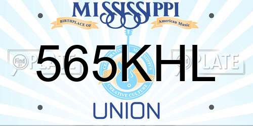 565KHL Mississippi License Plate