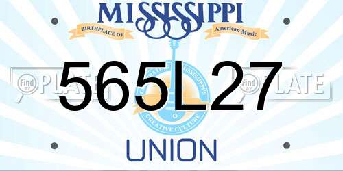 565L27 Mississippi License Plate