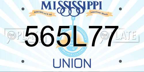 565L77 Mississippi License Plate