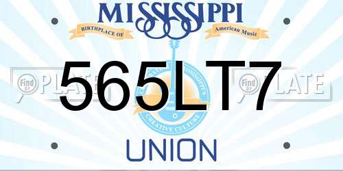 565LT7 Mississippi License Plate