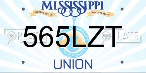 565LZT Mississippi License Plate