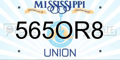 565OR8 Mississippi License Plate