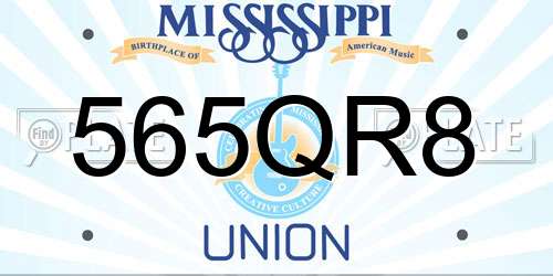 565QR8 Mississippi License Plate