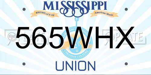 565WHX Mississippi License Plate
