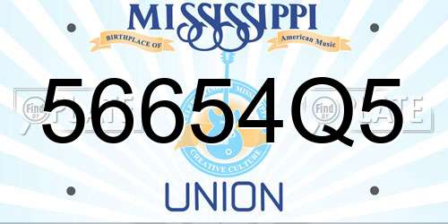 56654Q5 Mississippi License Plate