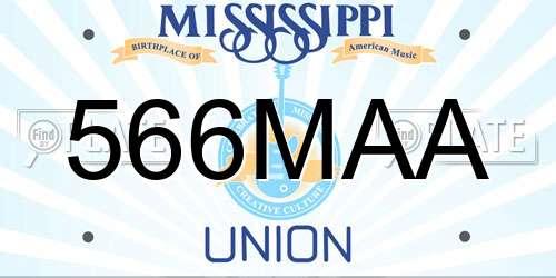 566MAA Mississippi License Plate