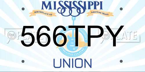 566TPY Mississippi License Plate