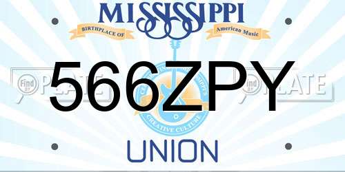 566ZPY Mississippi License Plate