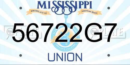 56722G7 Mississippi License Plate