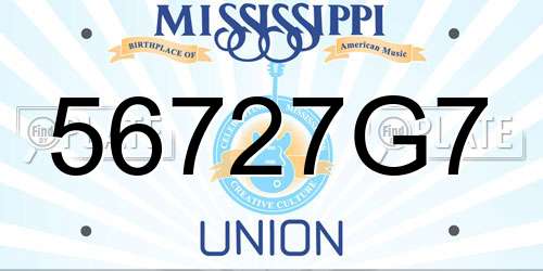 56727G7 Mississippi License Plate