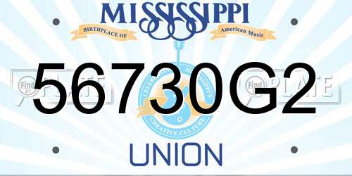 56730G2 Mississippi License Plate