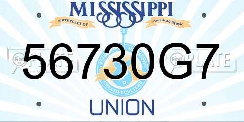 56730G7 Mississippi License Plate