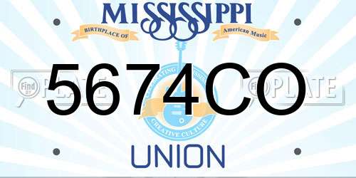 5674CO Mississippi License Plate