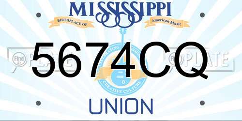5674CQ Mississippi License Plate