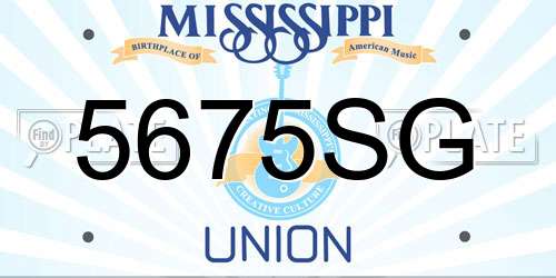 5675SG Mississippi License Plate