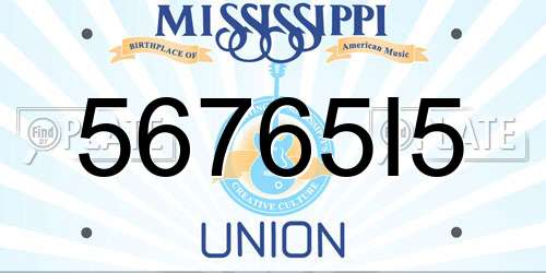 56765I5 Mississippi License Plate