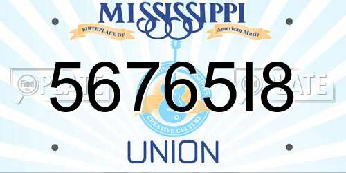 56765I8 Mississippi License Plate