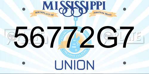 56772G7 Mississippi License Plate