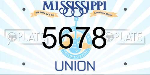 5678 Mississippi License Plate