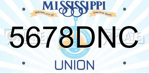 5678DNC Mississippi License Plate