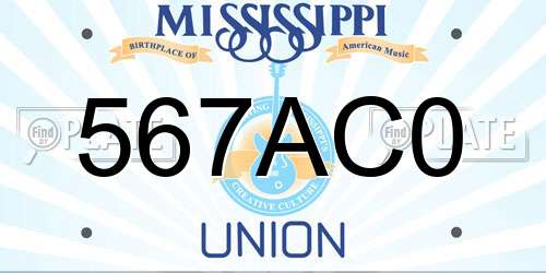 567AC0 Mississippi License Plate