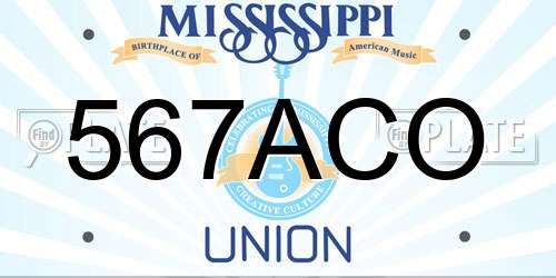 567ACO Mississippi License Plate