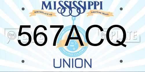 567ACQ Mississippi License Plate