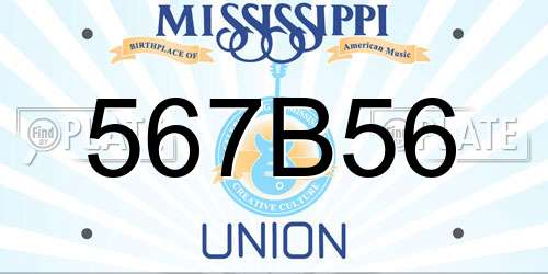 567B56 Mississippi License Plate