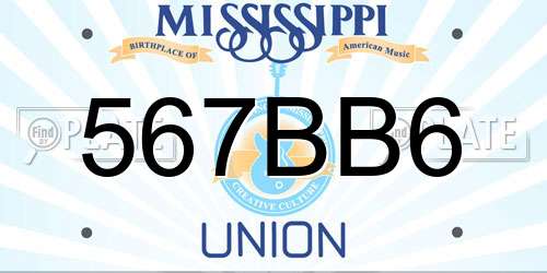 567BB6 Mississippi License Plate