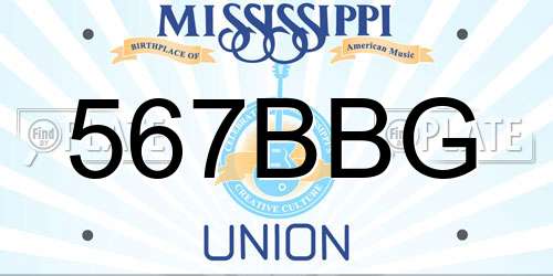 567BBG Mississippi License Plate