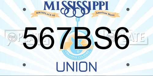 567BS6 Mississippi License Plate