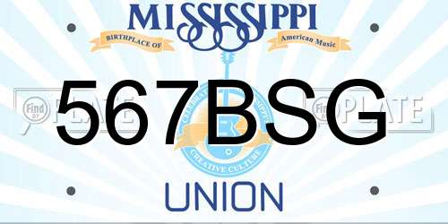 567BSG Mississippi License Plate