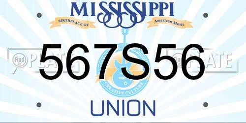 567S56 Mississippi License Plate