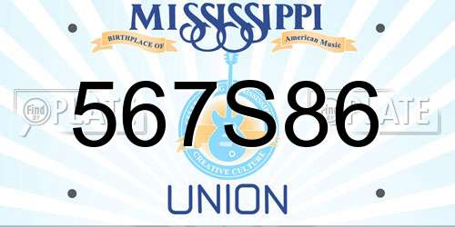 567S86 Mississippi License Plate