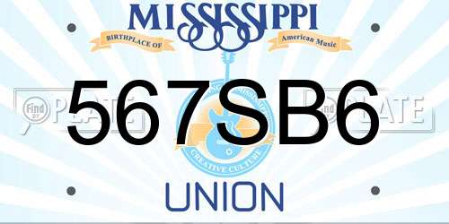 567SB6 Mississippi License Plate
