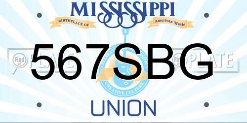 567SBG Mississippi License Plate