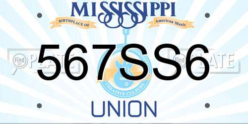 567SS6 Mississippi License Plate