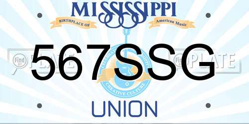 567SSG Mississippi License Plate