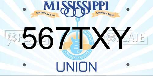 567TXY Mississippi License Plate