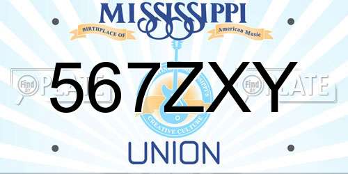 567ZXY Mississippi License Plate